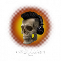 Craniu cu casti - skullphones 07 portocaliu