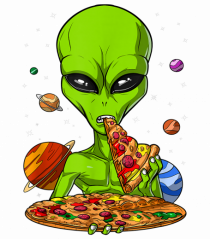 Alien Eating Pizza