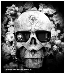 black and white skull