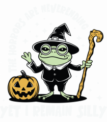 The Horrors Are Neverending Yet I Remain Silly Funny Frog Witch Halloween