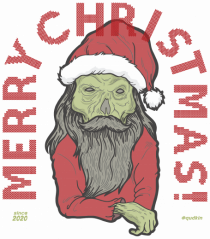 Ugly Santa Green Skull Merry Christmas