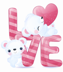 Valentine Polar Bear In Love