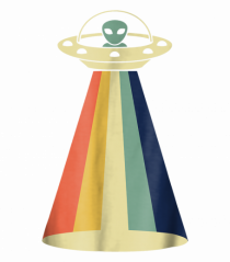 Alien Rainbow Retro Space Ship