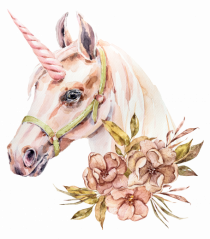 Watercolor Flower Unicorn