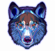 Skull Neon Wolf 