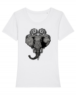 Retro Elephant Tricou mânecă scurtă guler larg fitted Damă Expresser