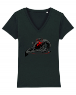 Bird Skull Tricou mânecă scurtă guler V Damă Evoker