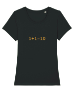 1+1=10 (in binary) Tricou mânecă scurtă guler larg fitted Damă Expresser