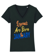 Legends Are Born In January Tricou mânecă scurtă guler V Damă Evoker