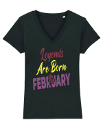 Legends Are Born In February Tricou mânecă scurtă guler V Damă Evoker