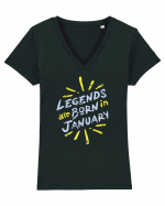 Legends Are Born In January Tricou mânecă scurtă guler V Damă Evoker