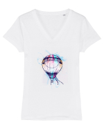 Painted Air Balloon Tricou mânecă scurtă guler V Damă Evoker