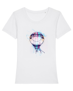 Painted Air Balloon Tricou mânecă scurtă guler larg fitted Damă Expresser