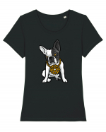 Golden Boston Terrier Tricou mânecă scurtă guler larg fitted Damă Expresser