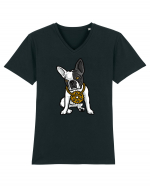 Golden Boston Terrier Tricou mânecă scurtă guler V Bărbat Presenter