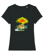 Happy Camper Tricou mânecă scurtă guler larg fitted Damă Expresser