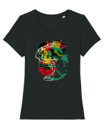 Flower Dragon Tricou mânecă scurtă guler larg fitted Damă Expresser