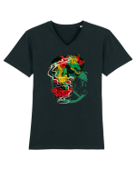 Flower Dragon Tricou mânecă scurtă guler V Bărbat Presenter