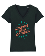 Legends Are Born In October Tricou mânecă scurtă guler V Damă Evoker