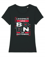 Legends Are Born In October Tricou mânecă scurtă guler larg fitted Damă Expresser