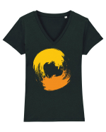 Color Wheel - orange&orange Tricou mânecă scurtă guler V Damă Evoker
