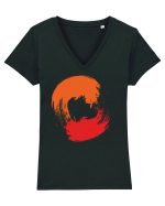 Color Wheel - orange&red 2 Tricou mânecă scurtă guler V Damă Evoker