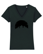 Creste de Munți Tricou mânecă scurtă guler V Damă Evoker