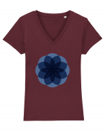 Color Wheel - blue flower Tricou mânecă scurtă guler V Damă Evoker