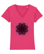 Color Wheel - purple flower Tricou mânecă scurtă guler V Damă Evoker