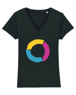 Color Wheel - orange&purple&blue Tricou mânecă scurtă guler V Damă Evoker