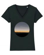 Photo Illustration - airplane in the sunset Tricou mânecă scurtă guler V Damă Evoker