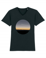 Photo Illustration - airplane in the sunset Tricou mânecă scurtă guler V Bărbat Presenter