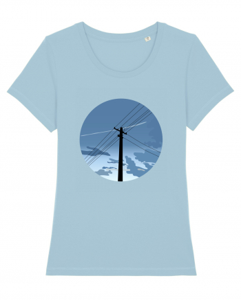 Photo Illustration - black electricity pole Sky Blue