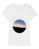 Photo Illustration - moon sunrise Tricou mânecă scurtă guler V Damă Evoker