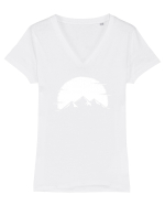 Creste de Munți Tricou mânecă scurtă guler V Damă Evoker