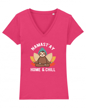 NAMASTAY Home and Chill Sloth Raspberry