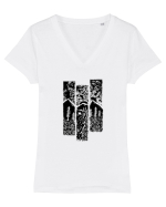 Drumeție la Munte cu Cortul Tricou mânecă scurtă guler V Damă Evoker