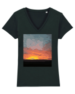 Photo Illustration - fire in the sky Tricou mânecă scurtă guler V Damă Evoker