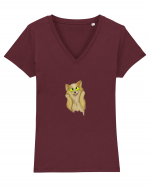 Cute Kitty  Tricou mânecă scurtă guler V Damă Evoker