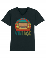 Vintage Radio Retro Style Tricou mânecă scurtă guler V Bărbat Presenter