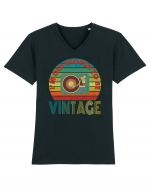 Vintage Vinyl Disc Player Retro Style Tricou mânecă scurtă guler V Bărbat Presenter