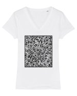 Tricou planta cu ochi Tricou mânecă scurtă guler V Damă Evoker