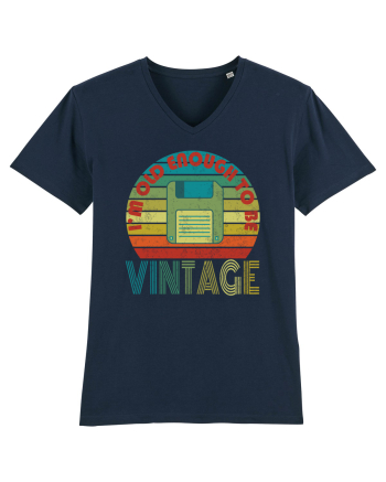 Vintage Floppy Disk Retro Style French Navy