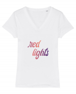 Red Lights (relay gradient) Tricou mânecă scurtă guler V Damă Evoker