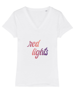 Red Lights (relay gradient) Tricou mânecă scurtă guler V Damă Evoker