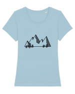 Mountain view Tricou mânecă scurtă guler larg fitted Damă Expresser