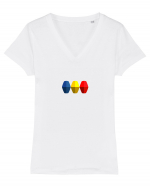 Tricolorul 1. Tricou mânecă scurtă guler V Damă Evoker
