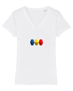 Tricolorul 1. Tricou mânecă scurtă guler V Damă Evoker