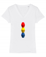 Tricolorul 2. Tricou mânecă scurtă guler V Damă Evoker