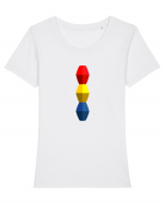 Tricolorul 2. Tricou mânecă scurtă guler larg fitted Damă Expresser